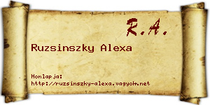 Ruzsinszky Alexa névjegykártya